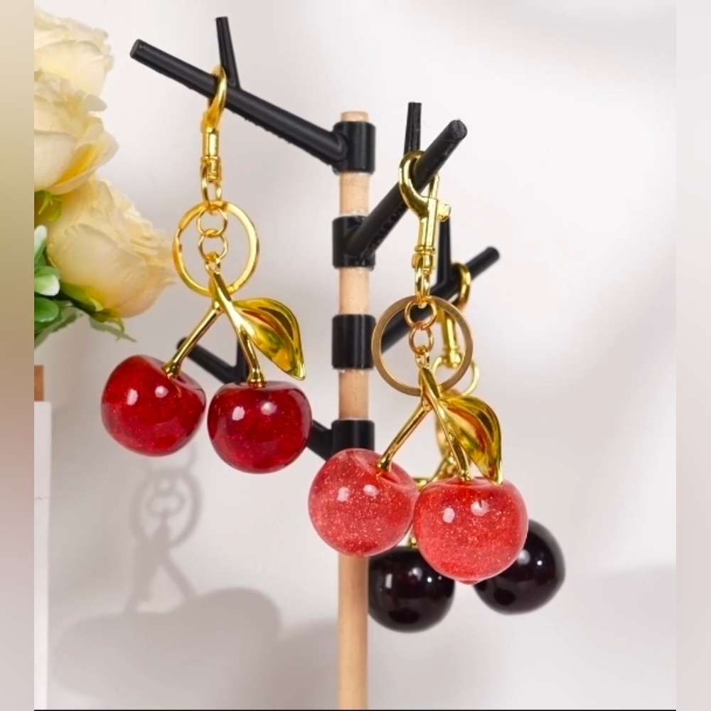 2 High Quality Cherry Charm/Keychain In Premium Resin/Metal - Picture 3 of 13